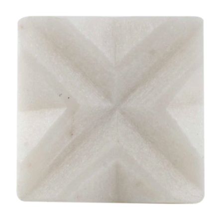 White Square Cross Cut Marble Stone Cabinet Knobs